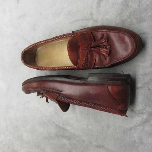 Allen Edmonds Maxfield Tassel Loafers Men 10.5 D Brown Woven Leather VTG USA‎ main image 13